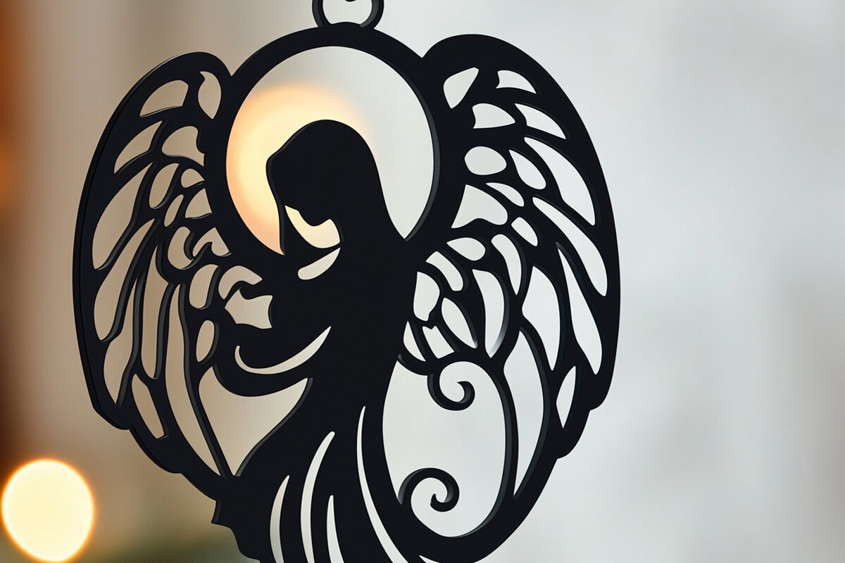 Intra απο ξύλο plywood 3mm-4mm πάχος – Paper Cut Christmas Angel Δίασταση  20x20 cm INTRAFABR-107871714