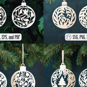 Intra απο ξύλο plywood 3mm-4mm πάχος – Πακέτο Χριστουγεννιάτικων Μπάλες σε χαρτοκόπτη Δίασταση 20x20 cm INTRAFABR-105873784