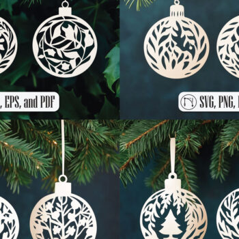 Intra απο ξύλο plywood 3mm-4mm πάχος – Πακέτο Χριστουγεννιάτικων Μπάλες σε χαρτοκόπτη Δίασταση 20x20 cm INTRAFABR-105873784 - Image 1