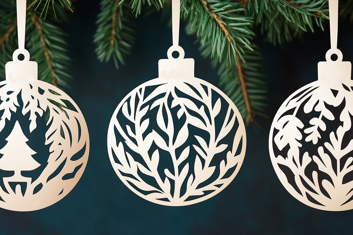 Intra απο ξύλο plywood 3mm-4mm πάχος – Χαρτοκομμένες Χριστουγεννιάτικες Μπάλες Δίασταση  20x20 cm INTRAFABR-105871640