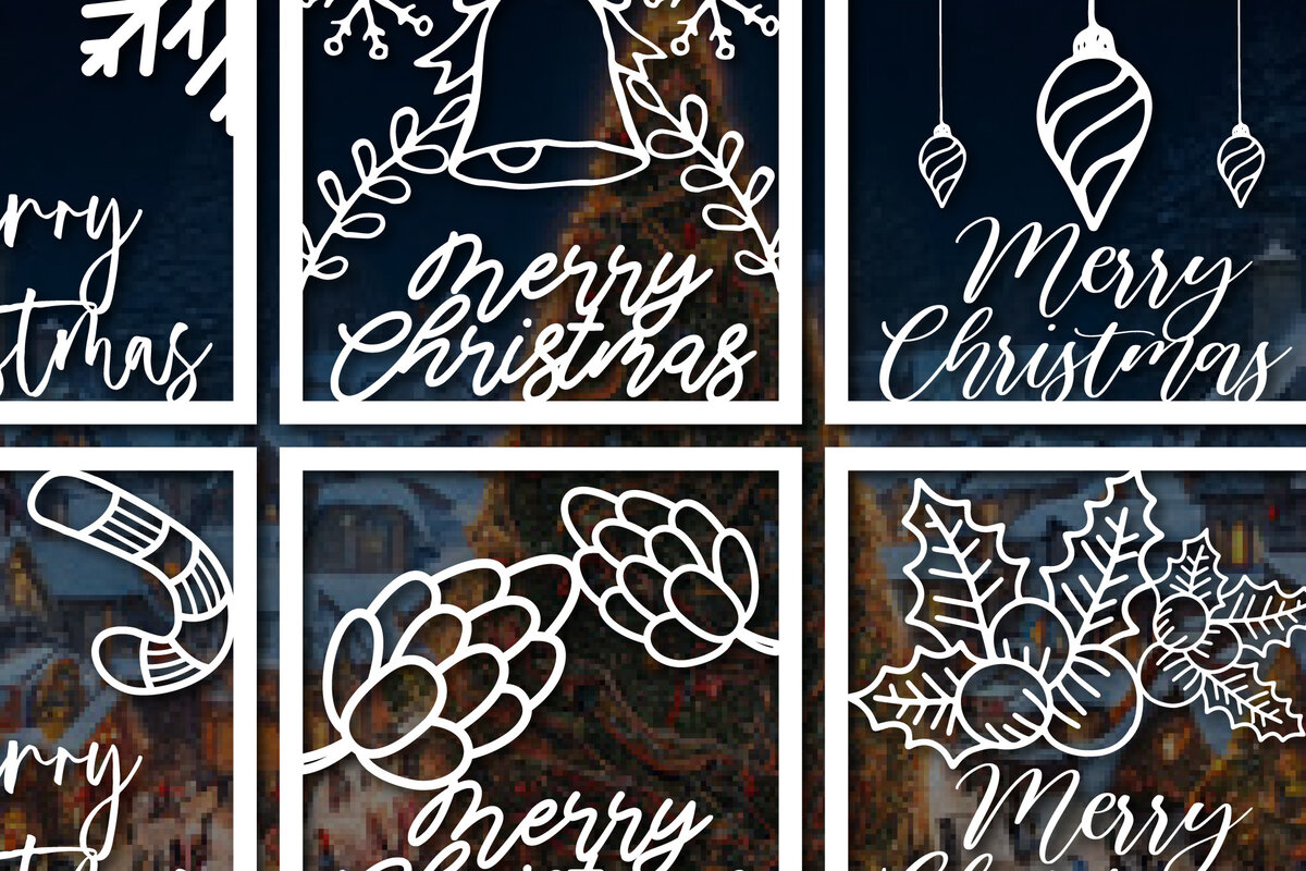 Intra απο ξύλο plywood 3mm-4mm πάχος – Πακέτο χριστουγεννιάτικων καρτών με χαρτί Δίασταση  20x20 cm INTRAFABR-53937353