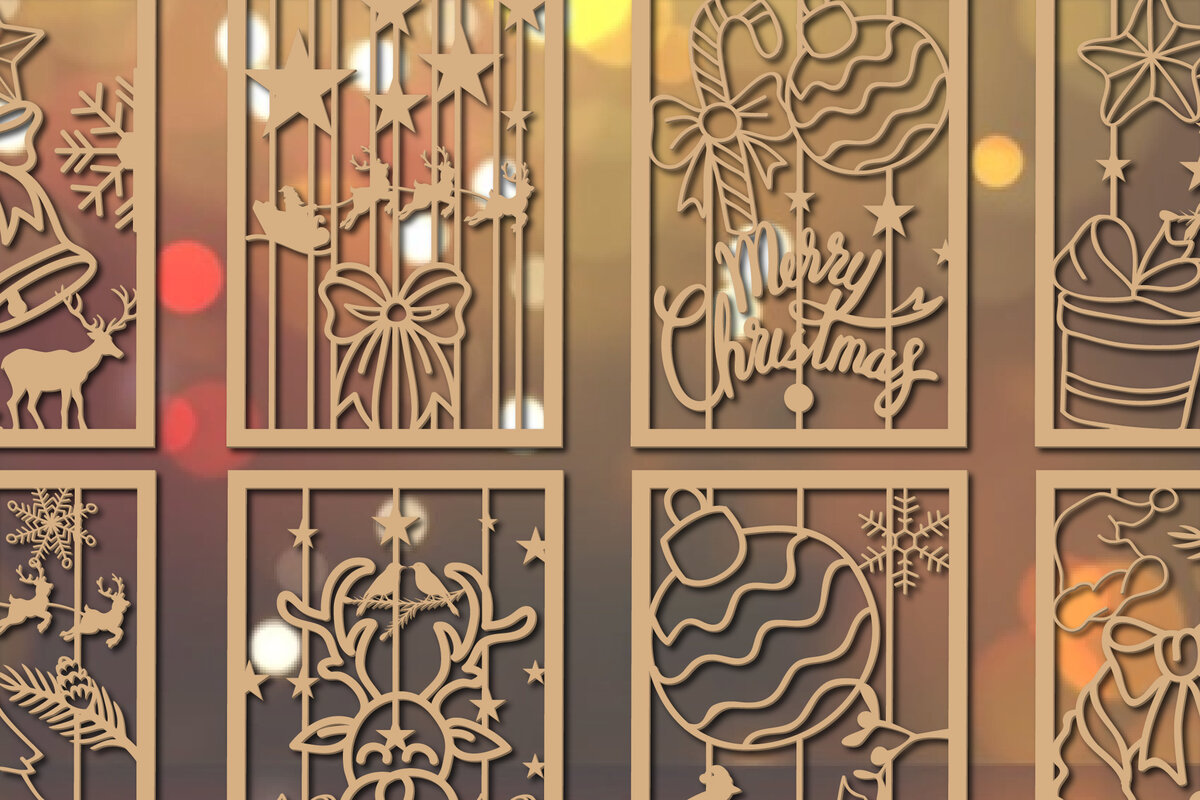 Intra απο ξύλο plywood 3mm-4mm πάχος – Πακέτο χριστουγεννιάτικων καρτών Paper Cut Δίασταση  20x20 cm INTRAFABR-20649390
