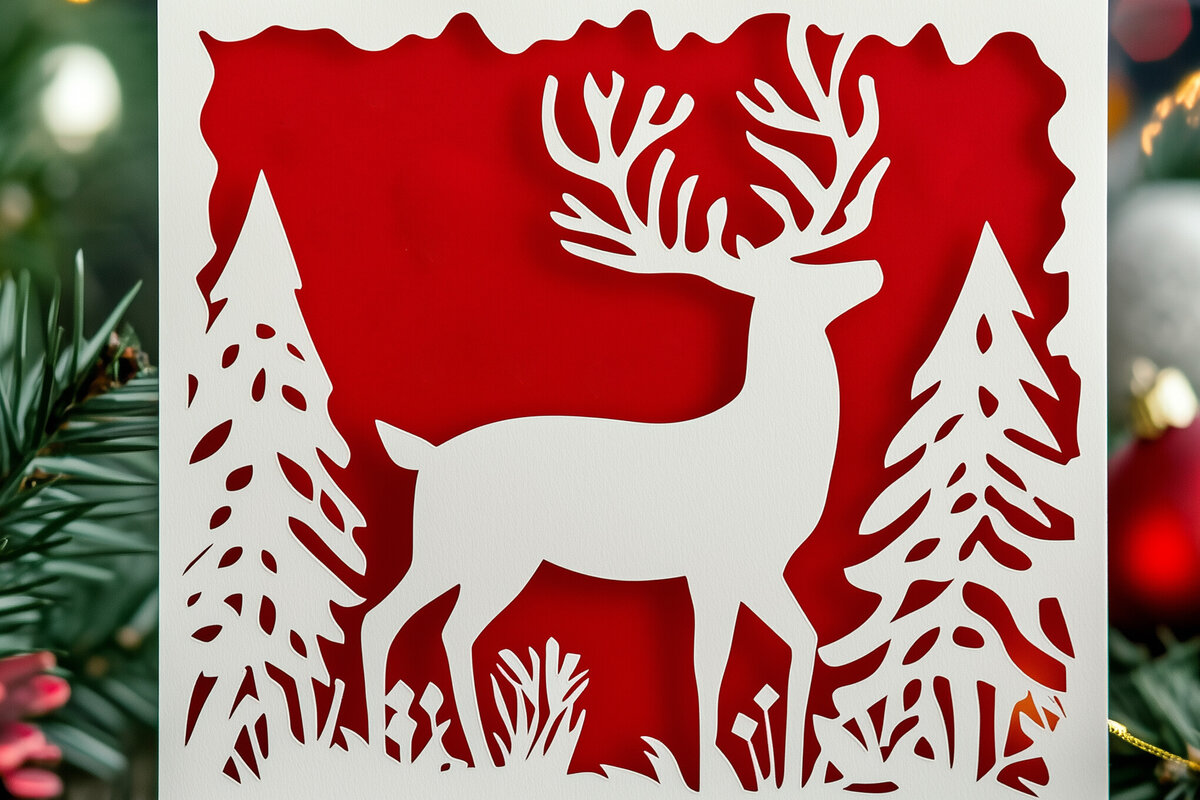 Intra απο ξύλο plywood 3mm-4mm πάχος – Κοπή χαρτιού Χριστουγεννιάτικη κάρτα Δίασταση  20x20 cm INTRAFABR-106720931