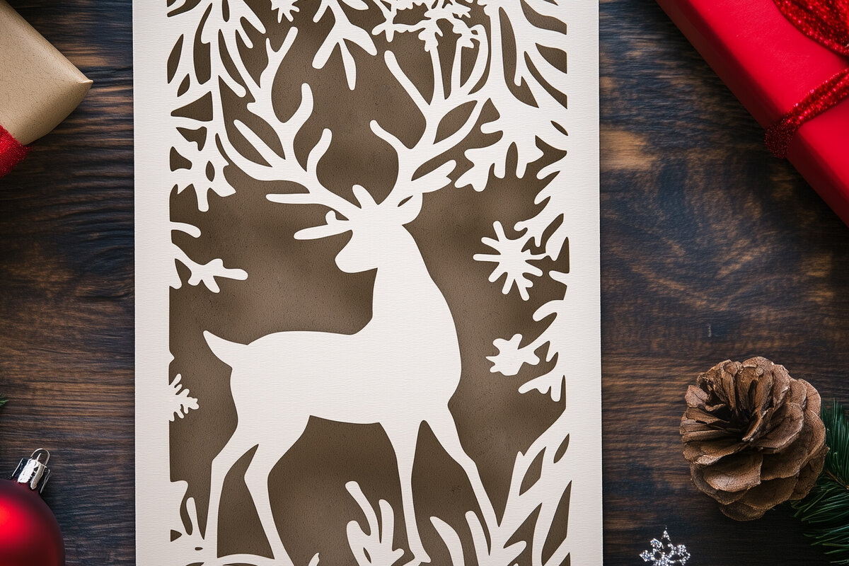 Intra απο ξύλο plywood 3mm-4mm πάχος – Κοπή χαρτιού Χριστουγεννιάτικη κάρτα Δίασταση  20x20 cm INTRAFABR-106721148