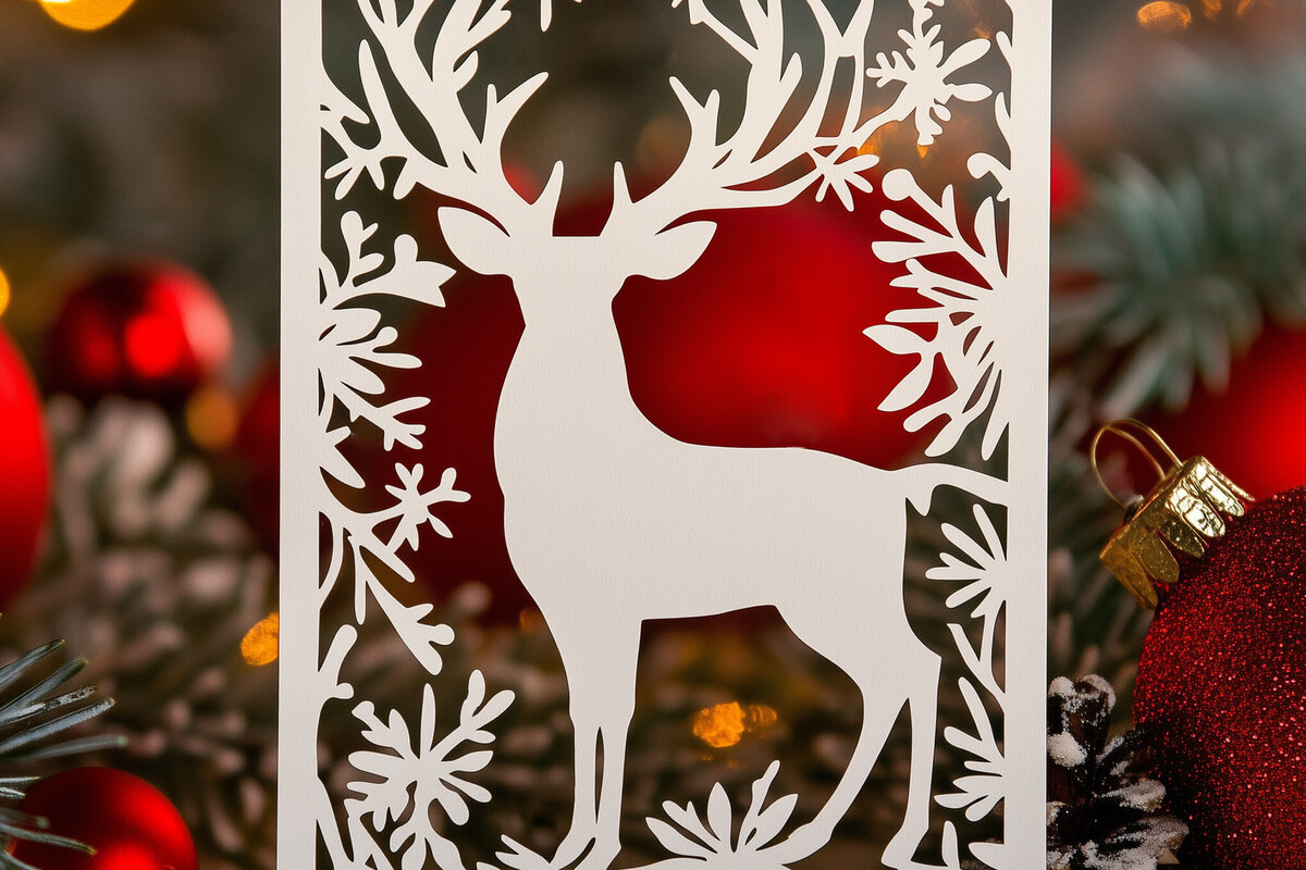 Intra απο ξύλο plywood 3mm-4mm πάχος – Κοπή χαρτιού Χριστουγεννιάτικη κάρτα Δίασταση  20x20 cm INTRAFABR-106725104