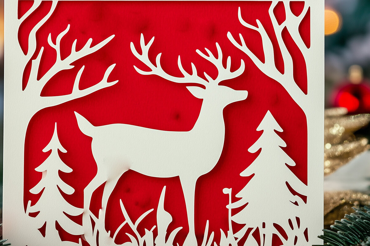 Intra απο ξύλο plywood 3mm-4mm πάχος – Κοπή χαρτιού Χριστουγεννιάτικη κάρτα Δίασταση  20x20 cm INTRAFABR-106735313