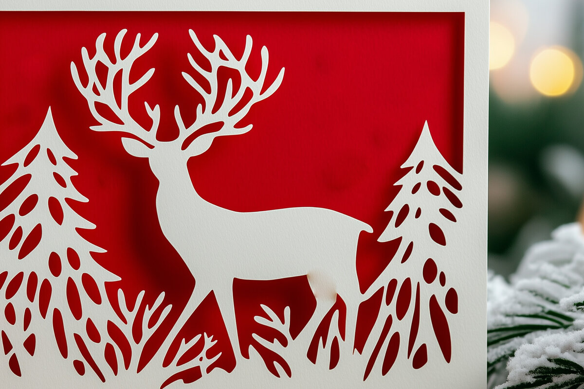Intra απο ξύλο plywood 3mm-4mm πάχος – Κοπή χαρτιού Χριστουγεννιάτικη κάρτα Δίασταση  20x20 cm INTRAFABR-106735989