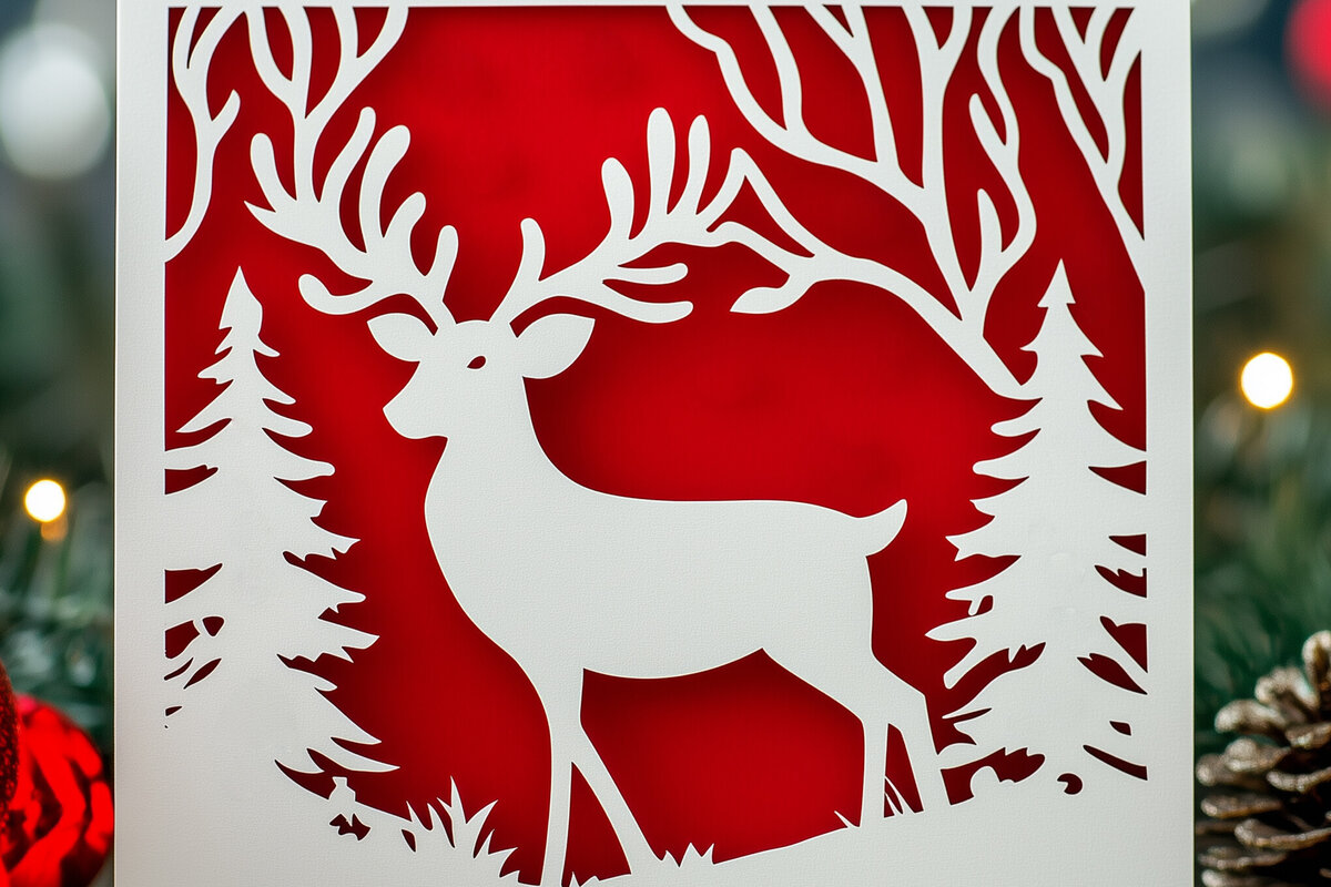 Intra απο ξύλο plywood 3mm-4mm πάχος – Κοπή χαρτιού Χριστουγεννιάτικη κάρτα Δίασταση  20x20 cm INTRAFABR-106738035