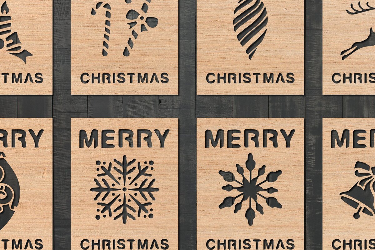 Intra απο ξύλο plywood 3mm-4mm πάχος – Πακέτο Χριστουγεννιάτικων Δωροκάρτας Paper Cut Δίασταση  20x20 cm INTRAFABR-41872268