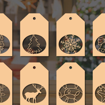 Intra απο ξύλο plywood 3mm-4mm πάχος – Πακέτο ετικετών δώρου Χριστουγέννων σε χαρτί κοπής 1 Δίασταση  20x20 cm INTRAFABR-19038503 - Image 1