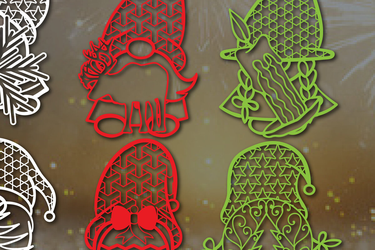 Intra απο ξύλο plywood 3mm-4mm πάχος – Πακέτο Χριστουγεννιάτικου Gnome Cut Paper Δίασταση  20x20 cm INTRAFABR-52547244