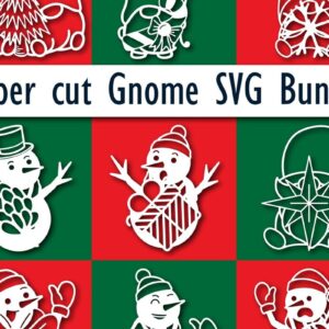 Intra απο ξύλο plywood 3mm-4mm πάχος – Πακέτο Χριστουγεννιάτικου Gnome Cut Paper Δίασταση  20x20 cm INTRAFABR-75070041