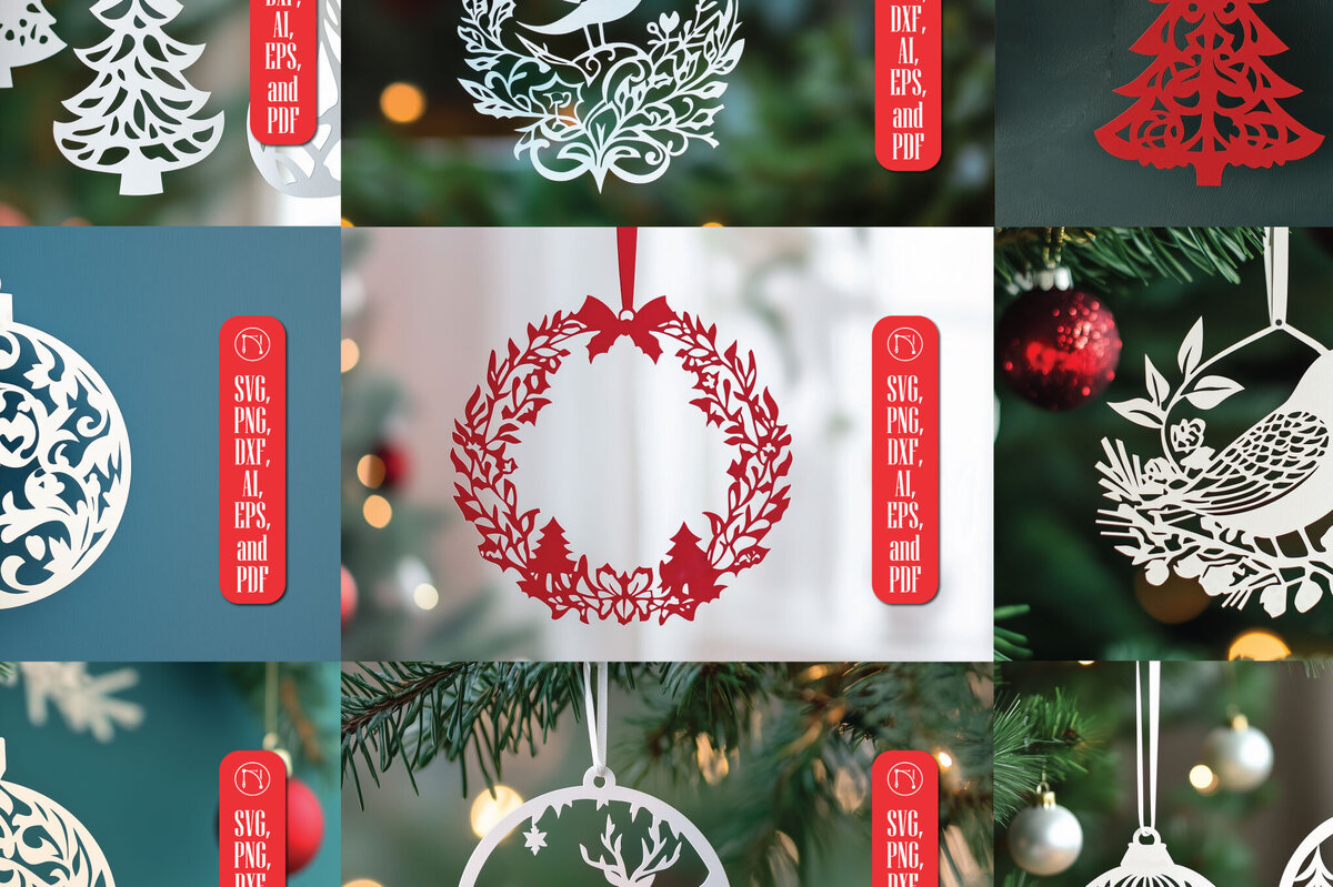 Intra απο ξύλο plywood 3mm-4mm πάχος – Πακέτο Χριστουγεννιάτικο Κρεμαστό χαρτί Δίασταση  20x20 cm INTRAFABR-107250919