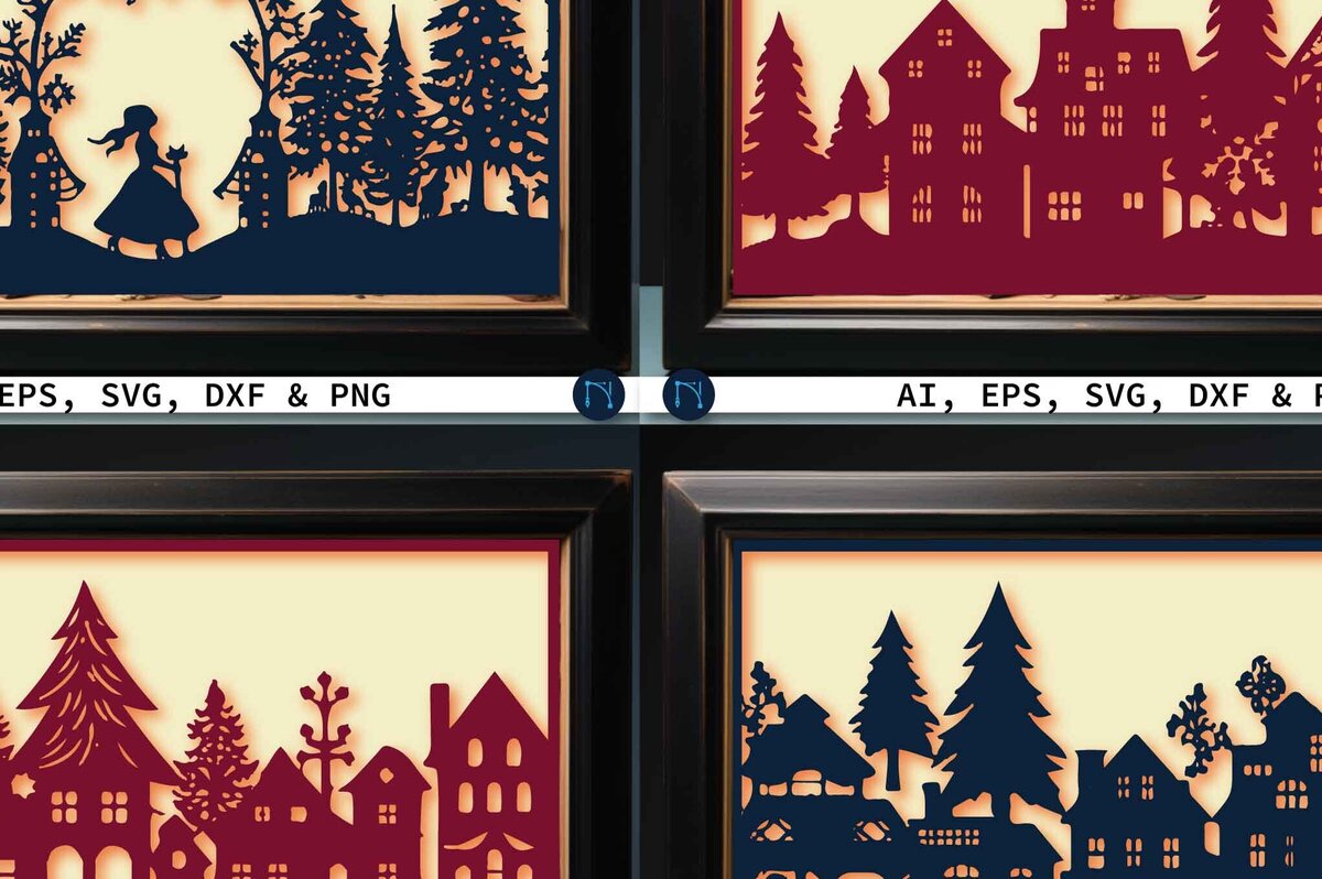 Intra απο ξύλο plywood 3mm-4mm πάχος – Πακέτο Χριστουγεννιάτικου Σπίτι κομμένο χαρτί Δίασταση  20x20 cm INTRAFABR-80422883