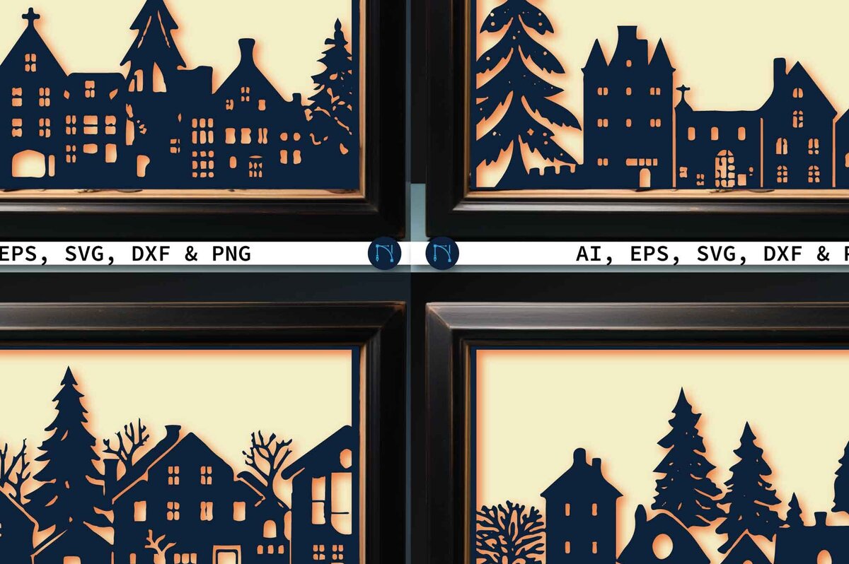 Intra απο ξύλο plywood 3mm-4mm πάχος – Πακέτο Χριστουγεννιάτικου Σπίτι κομμένο χαρτί Δίασταση  20x20 cm INTRAFABR-80422565