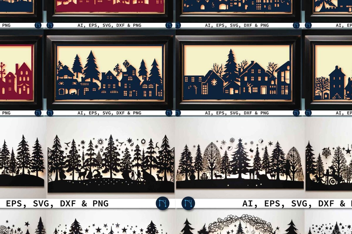 Intra απο ξύλο plywood 3mm-4mm πάχος – Πακέτο Χριστουγεννιάτικου σκηνικού κομμένου χαρτιού Δίασταση  20x20 cm INTRAFABR-80423203