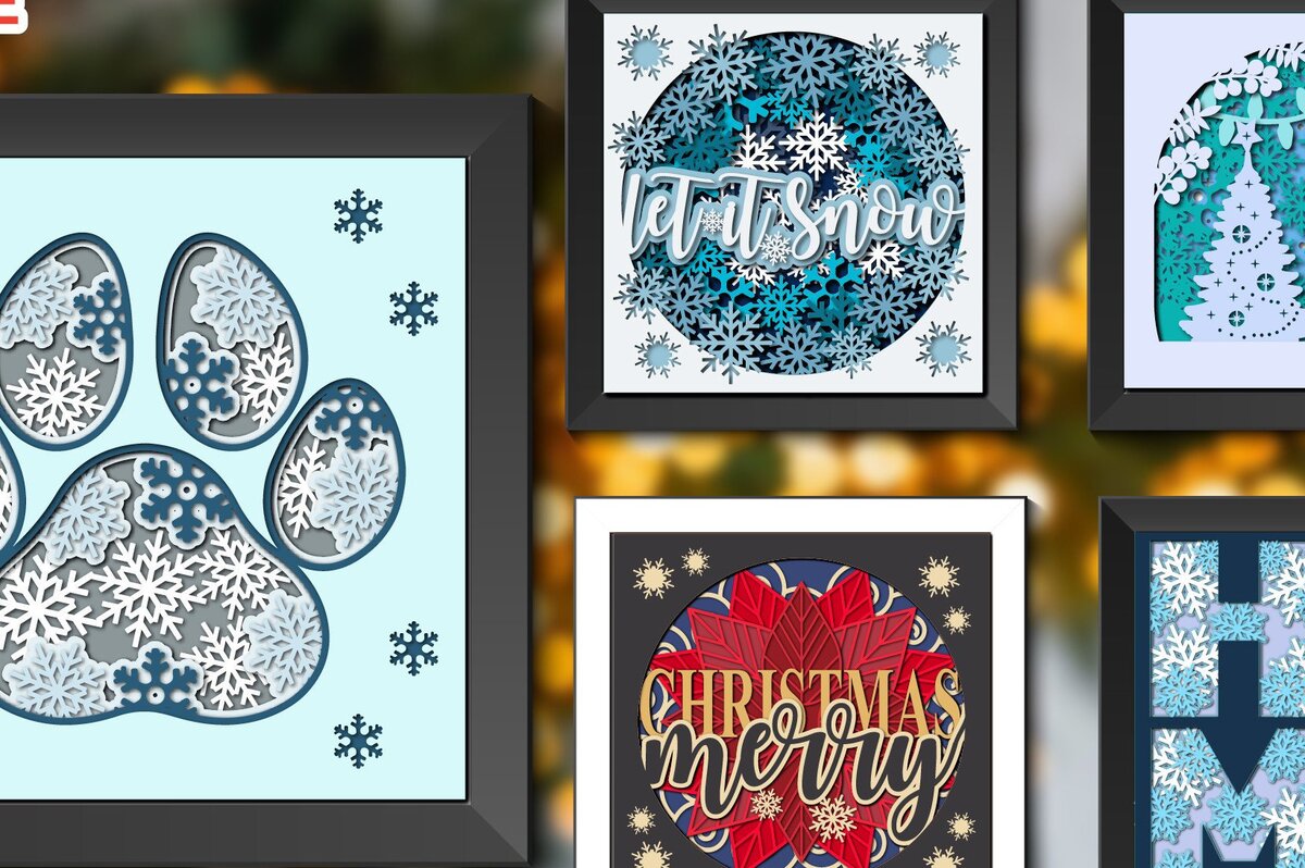 Intra απο ξύλο plywood 3mm-4mm πάχος – Δέσμη χριστουγεννιάτικων σκιών σε χαρτί Δίασταση  20x20 cm INTRAFABR-36555074