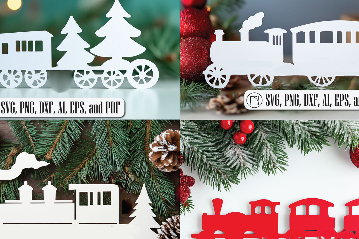 Intra απο ξύλο plywood 3mm-4mm πάχος – Πακέτο χριστουγεννιάτικου τρένου Cut Paper Δίασταση  20x20 cm INTRAFABR-106998830