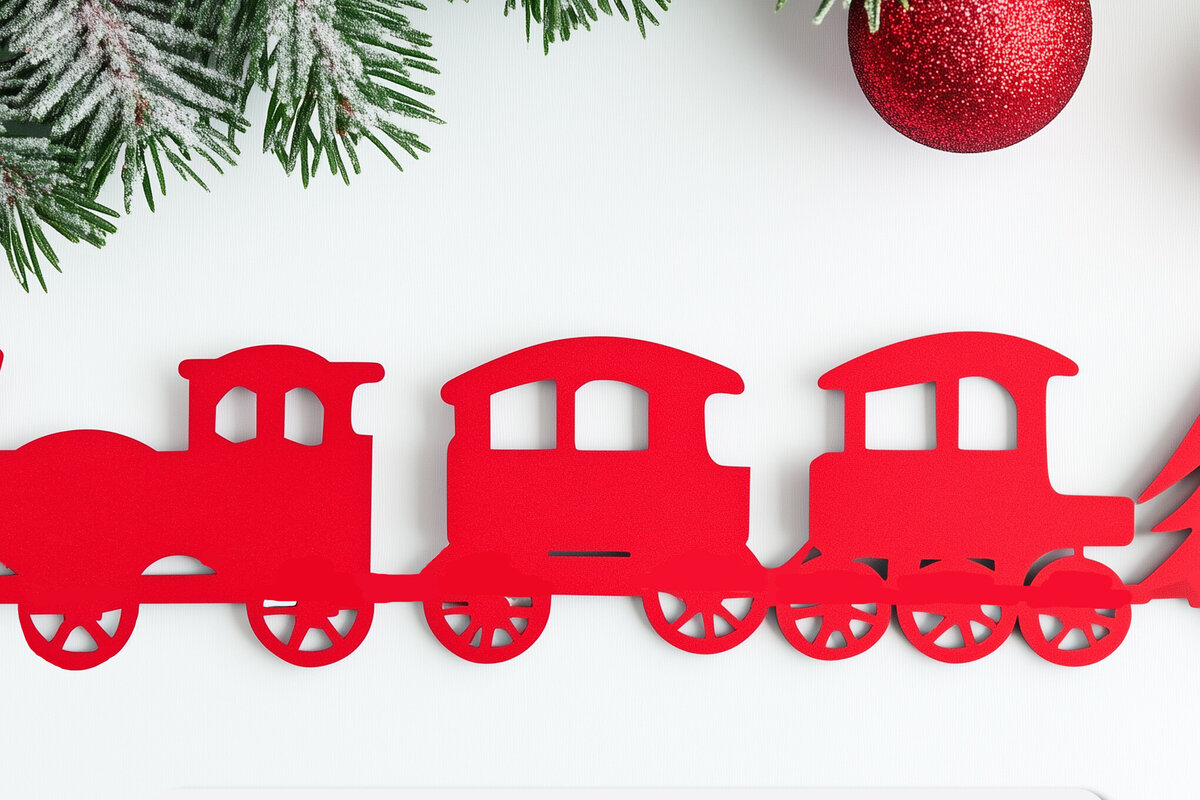 Intra απο ξύλο plywood 3mm-4mm πάχος – Paper Cut Christmas Train Δίασταση  20x20 cm INTRAFABR-106994627
