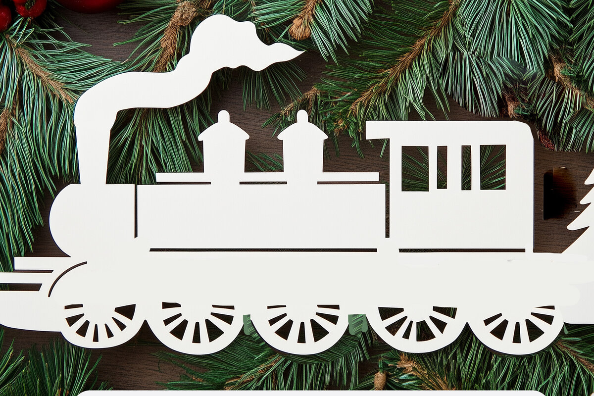 Intra απο ξύλο plywood 3mm-4mm πάχος – Paper Cut Christmas Train Δίασταση  20x20 cm INTRAFABR-106996048