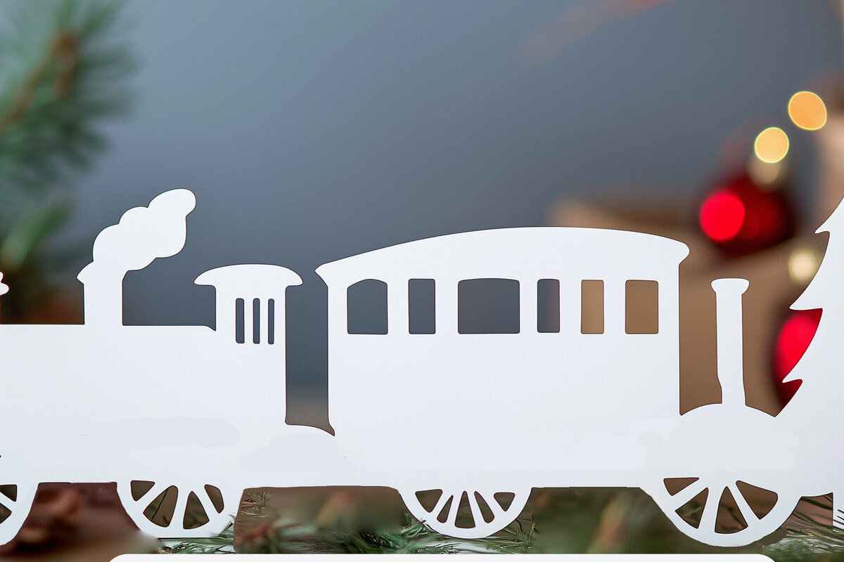 Intra απο ξύλο plywood 3mm-4mm πάχος – Paper Cut Christmas Train Δίασταση  20x20 cm INTRAFABR-106998546