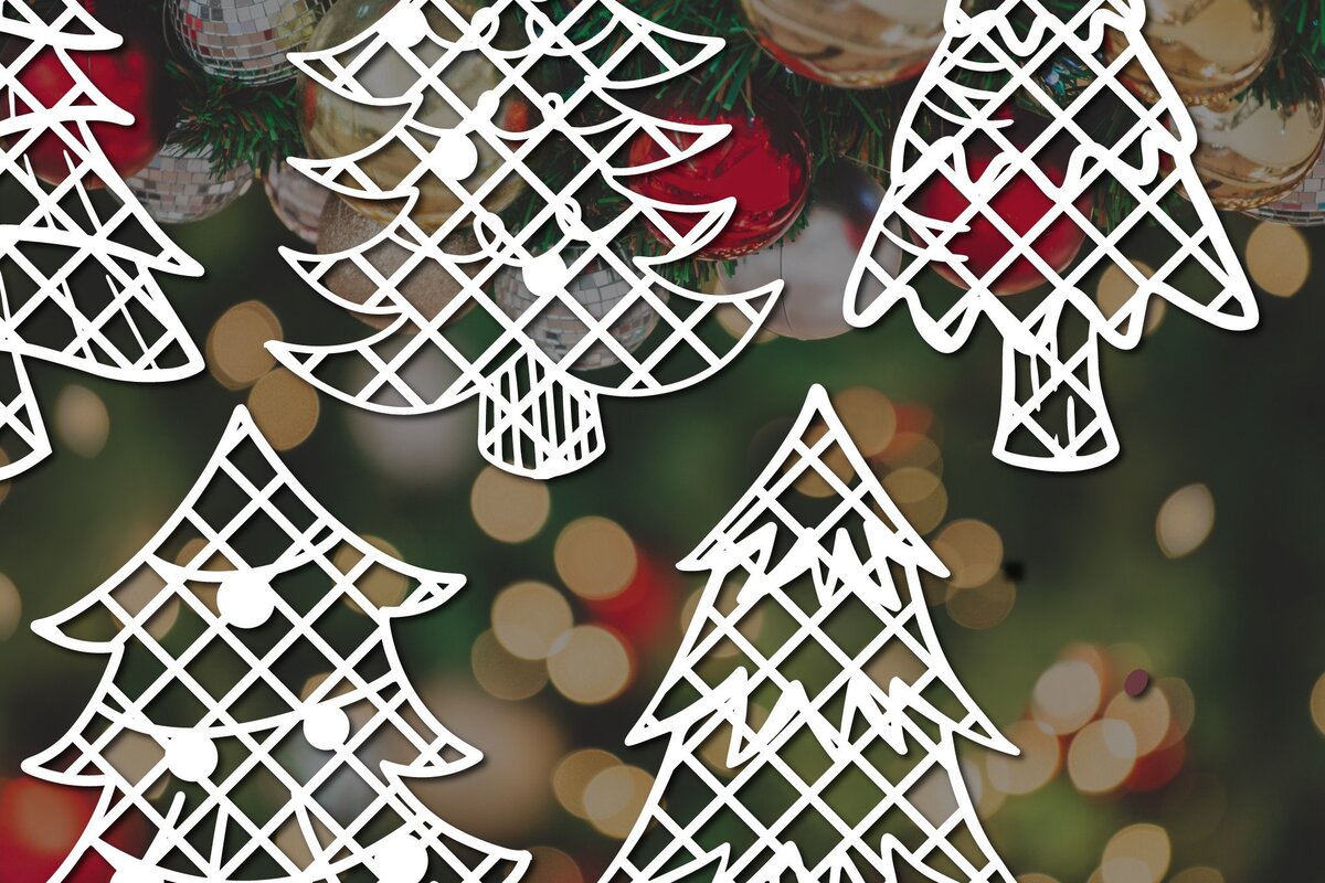 Intra απο ξύλο plywood 3mm-4mm πάχος – Δέσμη Χριστουγεννιάτικου Δέντρου κομμένης χαρτιού Δίασταση  20x20 cm INTRAFABR-36340734