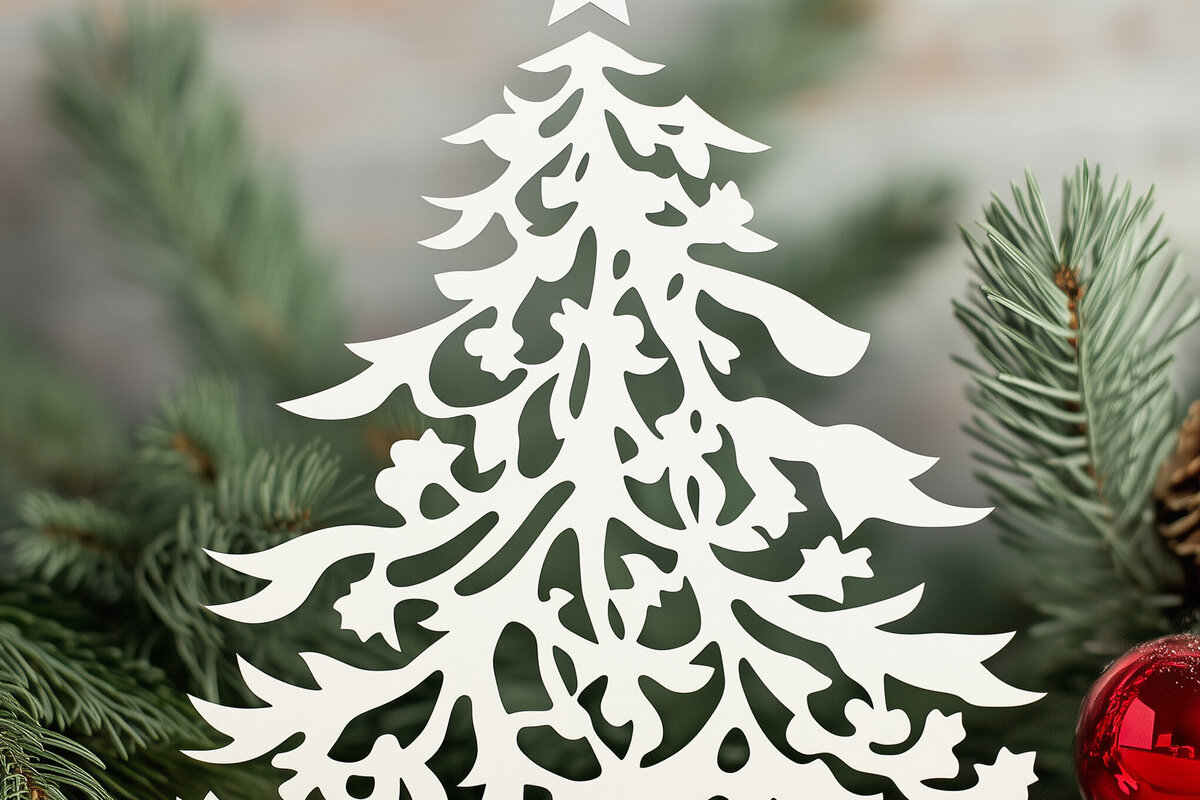 Intra απο ξύλο plywood 3mm-4mm πάχος – Κόψιμο από χαρτί χριστουγεννιάτικο δέντρο Δίασταση  20x20 cm INTRAFABR-108009094