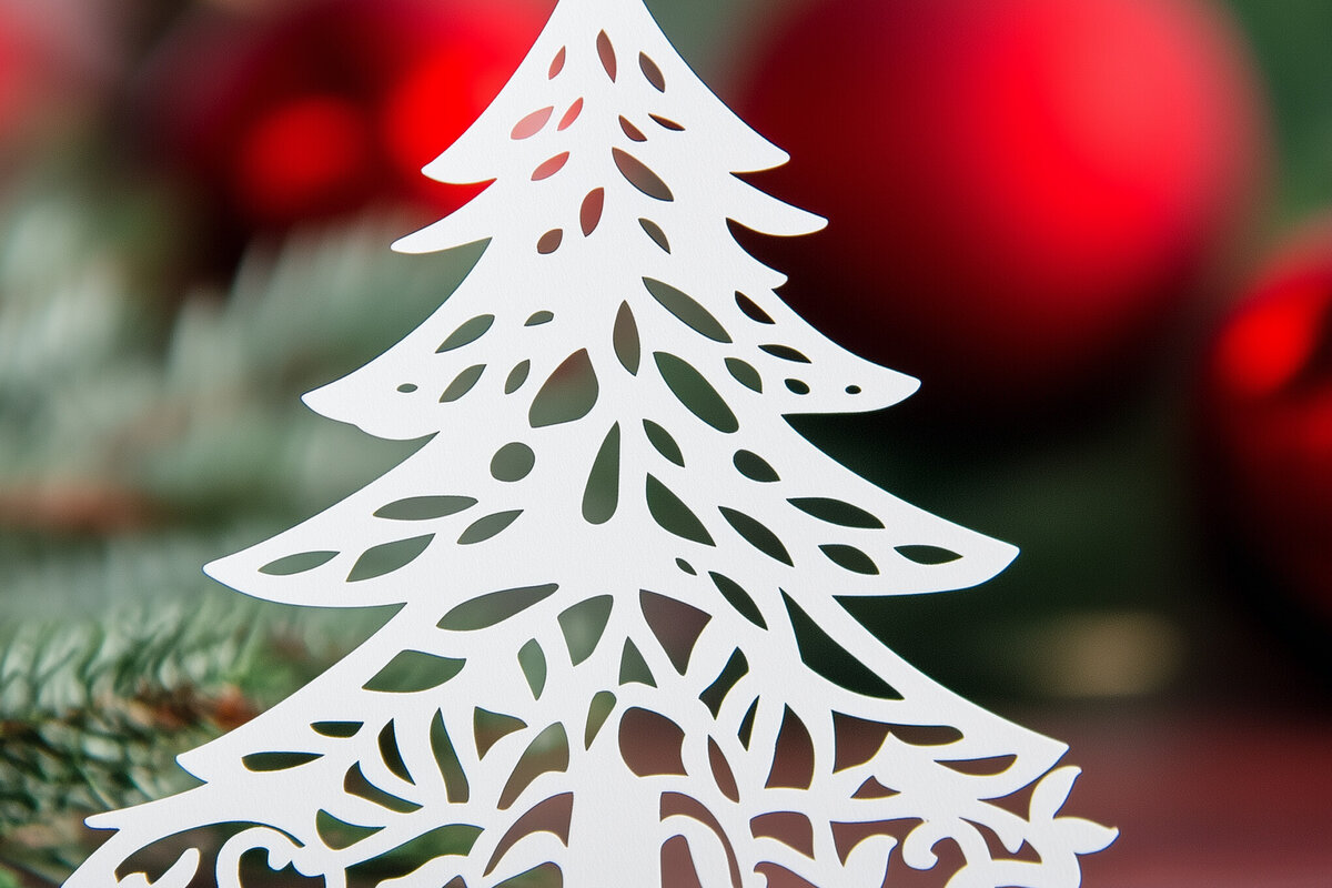 Intra απο ξύλο plywood 3mm-4mm πάχος – Κόψιμο από χαρτί χριστουγεννιάτικο δέντρο Δίασταση  20x20 cm INTRAFABR-108011171