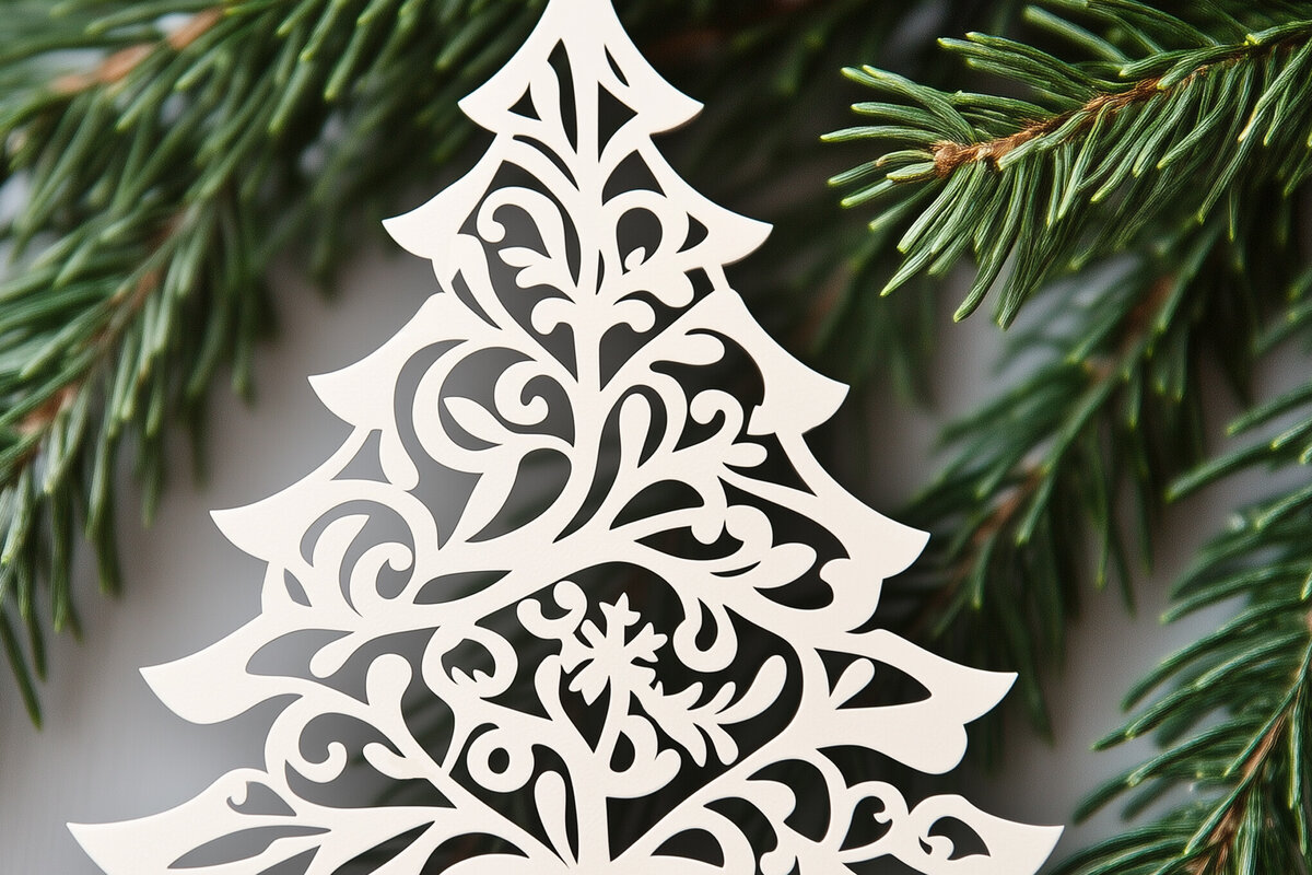 Intra απο ξύλο plywood 3mm-4mm πάχος – Κόψιμο από χαρτί χριστουγεννιάτικο δέντρο Δίασταση  20x20 cm INTRAFABR-108011644