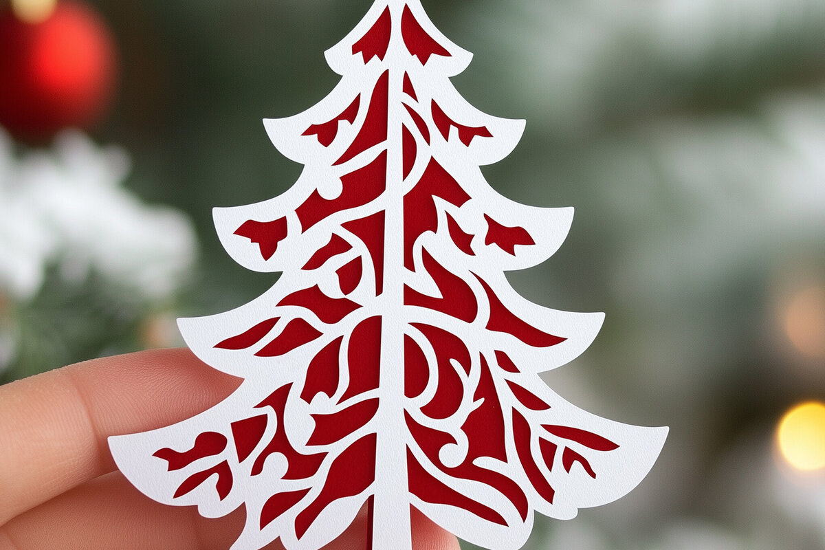 Intra απο ξύλο plywood 3mm-4mm πάχος – Κόψιμο από χαρτί χριστουγεννιάτικο δέντρο Δίασταση  20x20 cm INTRAFABR-108008463