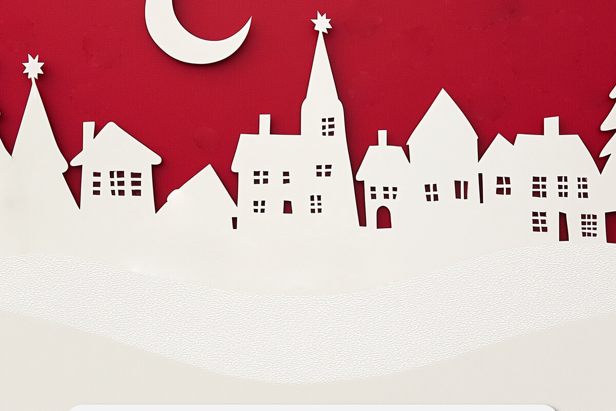 Intra απο ξύλο plywood 3mm-4mm πάχος – Κοπή σε χαρτί Christmas Village Δίασταση  20x20 cm INTRAFABR-111805331