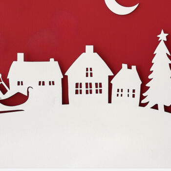 Intra απο ξύλο plywood 3mm-4mm πάχος – Κοπή σε χαρτί Christmas Village Δίασταση  20x20 cm INTRAFABR-111805823 - Image 1