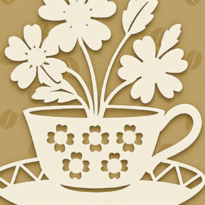 Intra απο ξύλο plywood 3mm-4mm πάχος – Paper Cut Coffee Cup Δίασταση 20x20 cm INTRAFABR-120409756