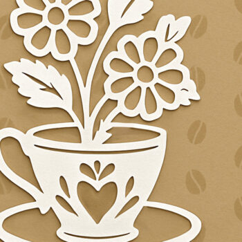 Intra απο ξύλο plywood 3mm-4mm πάχος – Paper Cut Coffee Cup Δίασταση  20x20 cm INTRAFABR-120421120 - Image 1