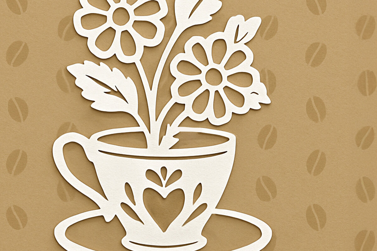 Intra απο ξύλο plywood 3mm-4mm πάχος – Paper Cut Coffee Cup Δίασταση  20x20 cm INTRAFABR-120421120