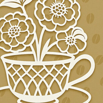 Intra απο ξύλο plywood 3mm-4mm πάχος – Paper Cut Coffee Cup Δίασταση  20x20 cm INTRAFABR-120421419 - Image 1