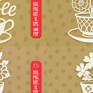 Intra απο ξύλο plywood 3mm-4mm πάχος – Paper Cut Coffee Cup Bundle Δίασταση 20x20 cm INTRAFABR-120422357