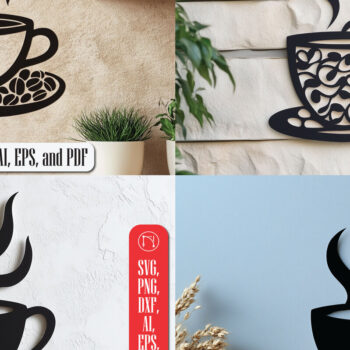 Intra απο ξύλο plywood 3mm-4mm πάχος – Paper Cut Coffee Cup Bundle Δίασταση  20x20 cm INTRAFABR-106651990 - Image 1