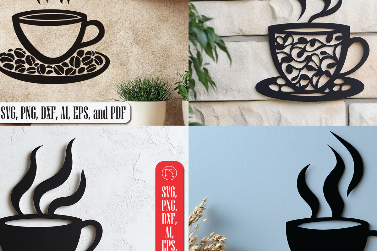 Intra απο ξύλο plywood 3mm-4mm πάχος – Paper Cut Coffee Cup Bundle Δίασταση  20x20 cm INTRAFABR-106651990