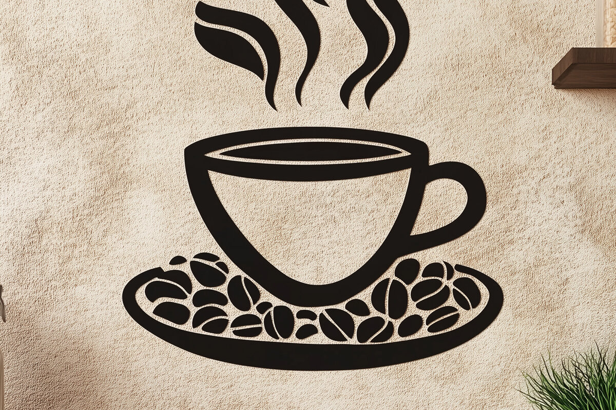 Intra απο ξύλο plywood 3mm-4mm πάχος – Paper Cut Coffee Cup Δίασταση  20x20 cm INTRAFABR-106651013