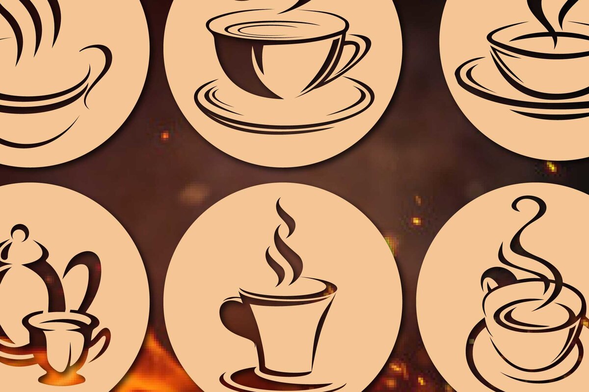 Intra απο ξύλο plywood 3mm-4mm πάχος – Paper Cut Coffee Ornaments Bundle Δίασταση  20x20 cm INTRAFABR-76290942