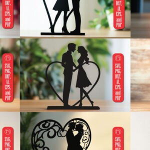 Intra απο ξύλο plywood 3mm-4mm πάχος – Paper Cut Couple in Heart Bundle Δίασταση 20x20 cm INTRAFABR-114681363