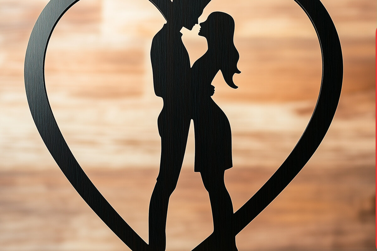 Intra απο ξύλο plywood 3mm-4mm πάχος – Paper Cut Couple σε Heart Δίασταση  20x20 cm INTRAFABR-114675310