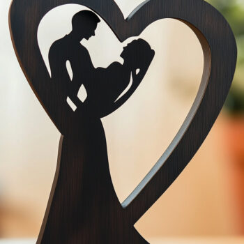 Intra απο ξύλο plywood 3mm-4mm πάχος – Paper Cut Couple σε Heart Δίασταση  20x20 cm INTRAFABR-114675967 - Image 1