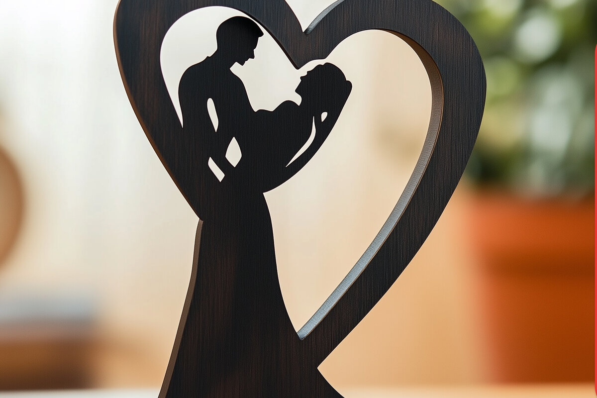 Intra απο ξύλο plywood 3mm-4mm πάχος – Paper Cut Couple σε Heart Δίασταση  20x20 cm INTRAFABR-114675967