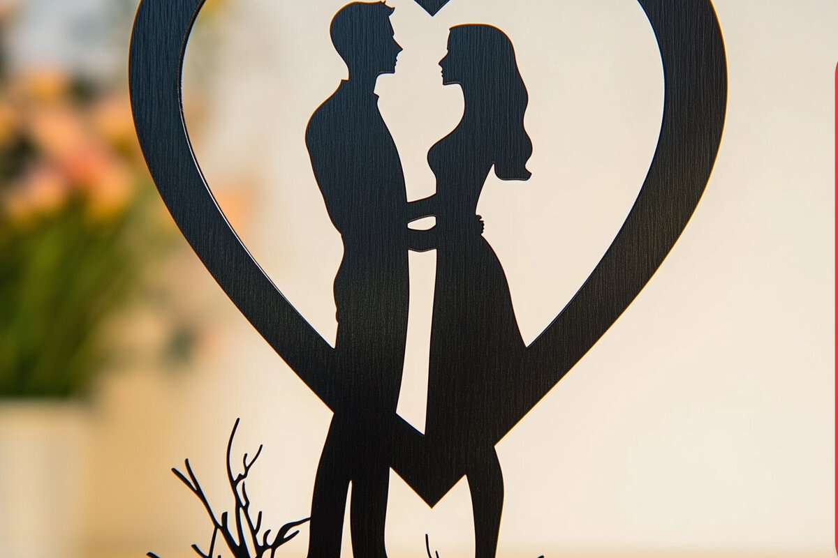 Intra απο ξύλο plywood 3mm-4mm πάχος – Paper Cut Couple σε Heart Δίασταση  20x20 cm INTRAFABR-114678755