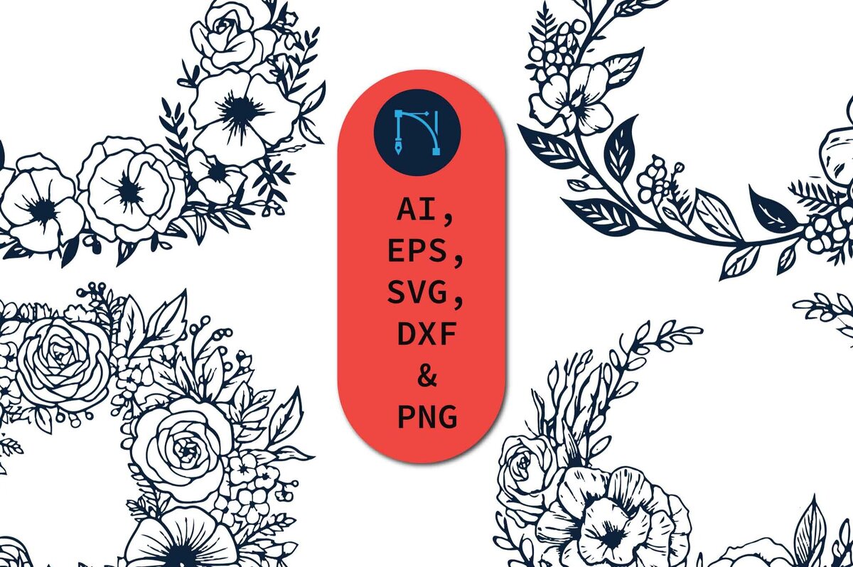 Intra απο ξύλο plywood 3mm-4mm πάχος – Paper Cut Cricut Floral Wreath Bundl Δίασταση  20x20 cm INTRAFABR-80500560