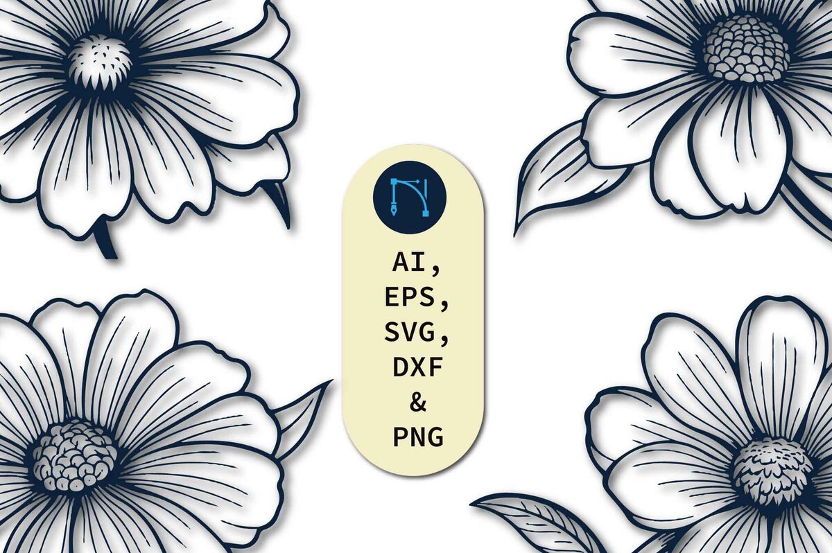 Intra απο ξύλο plywood 3mm-4mm πάχος – Πακέτο Paper Cut Daisy Flower Δίασταση  20x20 cm INTRAFABR-80504257