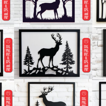 Intra απο ξύλο plywood 3mm-4mm πάχος – Πακέτο Paper Cut Deer Wall Art Δίασταση  40x30 cm INTRAFABR-114133785 - Image 1