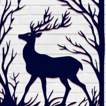 Intra απο ξύλο plywood 3mm-4mm πάχος – Πακέτο Paper Cut Deer Wall Art Δίασταση  40x30 cm INTRAFABR-114133785 - Image 2